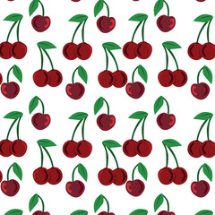 Cherry, a pattern for a vector print. Cherry and leaves image.
