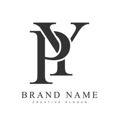 PY trendy logotype template. Initial letter p and y classic font style. Creative logo for company name or identity.