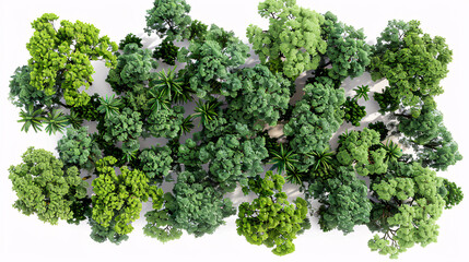 3D rendering of Chilopsis-linearis trees on a transparent background, top view.
