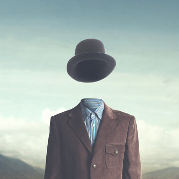 invisible man with black hat and jacket, surreal concept