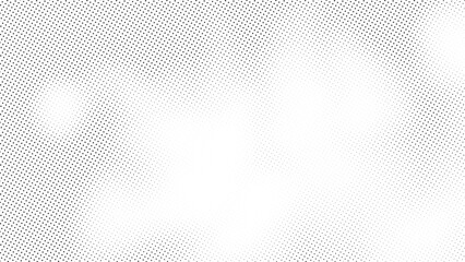 Elegant halftone effect with black dots fading smoothly over a white backdrop, offering a minimalist visual style. Vector halftone pattern noise gradient.