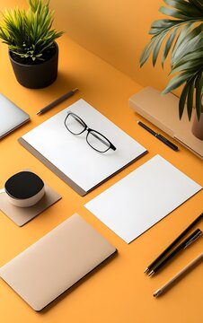 A branding portfolio mockup with clean, minimalistic visuals showing off logo designs, color schemes, and business stationery