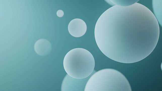 A clean, detailed graphic branding mockup showing off logo designs, promotional materials, and digital layouts. A serene abstract composition featuring soft blue bubbles against a smooth background