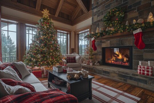christmas tree with fireplace