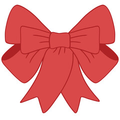 Illustrator of red bow hand drawn.