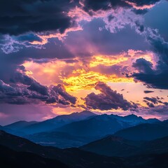 Majestic Sunset Over the Mountains