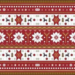 Seamless pattern Nordic knitted of festive, Christmas season. 