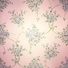 A seamless pattern of a delicate, floral wallpaper with small, scattered blossoms 