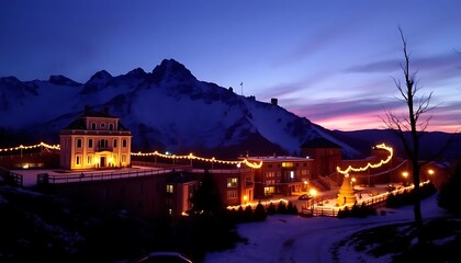 Fototapeta premium Mountain Resort Night Lights,