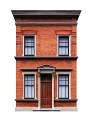 Fototapeta premium The window of a tall brick apartment building isolated on transparent background Png 