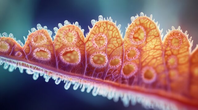 Close-Up of Leaf Displaying Detailed Structures and Textures