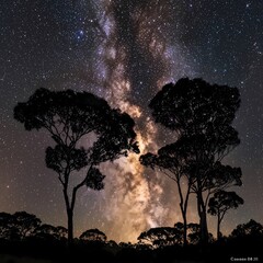 Milky Way over Silhouetted Trees