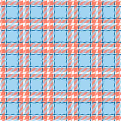 Red check background pattern, wide texture plaid tartan. Shirt fabric textile seamless vector in cyan and red colors.