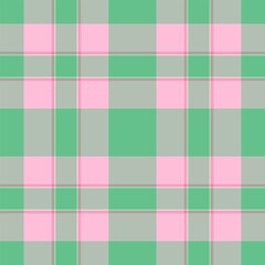 Magazine tartan background fabric, genuine pattern vector texture. Summer seamless plaid textile check in green and ash gray colors.