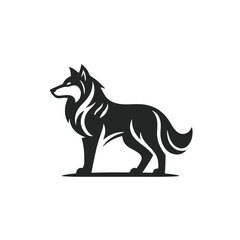 Obraz premium Creative simple Wolf silhouette vector Style with white background
