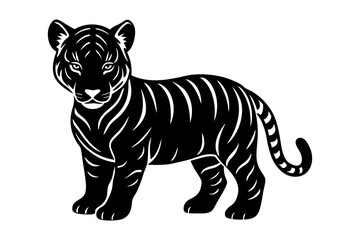 Silhouette of a Tiger Cub – Animal Wildlife Vector Illustration for Art & Prints