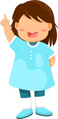 Illustration of a Cheerful Girl with Raised Finger