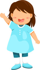 Cute Cartoon Girl Waving Hand