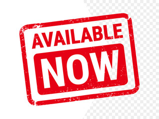 Available now stamp. Available now icon. Squares vector red grunge rubber stamp sign. Abstract stamp illustration