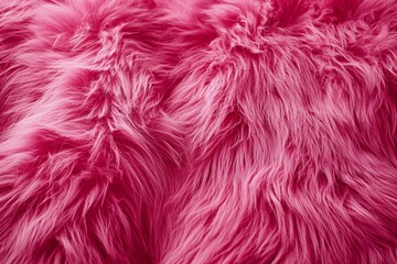 Fototapeta premium A close-up of vibrant pink fur showcasing its soft and fluffy texture. This playful image is ideal for creative design projects, backgrounds, or fun and whimsical concepts.