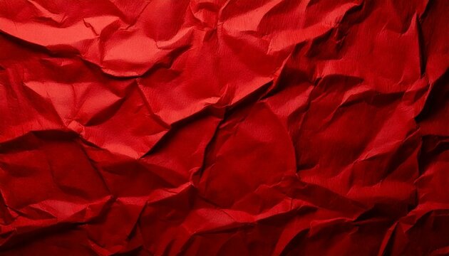Vintage crumpled red paper texture background, weathered wrinkled surface with deep creases, rich hues of crimson, aged effect, uneven folds, worn edges, rough appearance, deep shadows, textured vinta