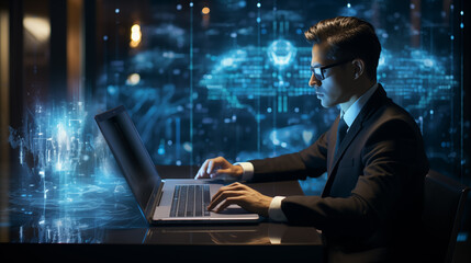 Futuristic Artificial Intelligence Concept with Glowing Neural Network and Digital Patterns