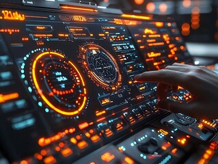 Obraz premium Futuristic Digital Dashboard Showcasing AI Driven Business Performance Analytics and Insights