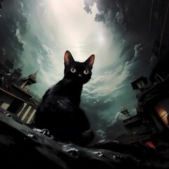 Black Cat in a Fantastical Setting