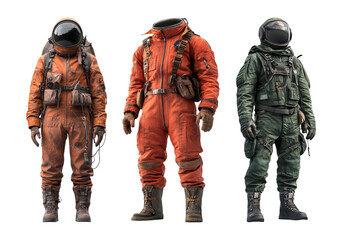 Fototapeta premium Space Suits Collection on Transparent Background