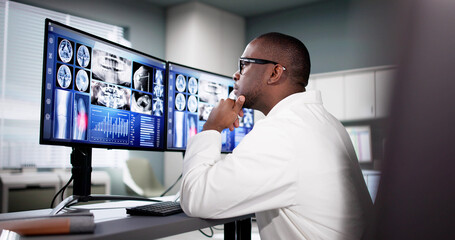 Dentist Doctor Looking At Teeth Xray