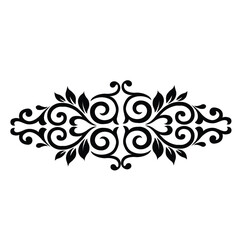 Floral Design A classic black and white floral design element featuring elegant, curved leaves and intricate detailing. Ornamental Perfect for use in decorative borders, logos