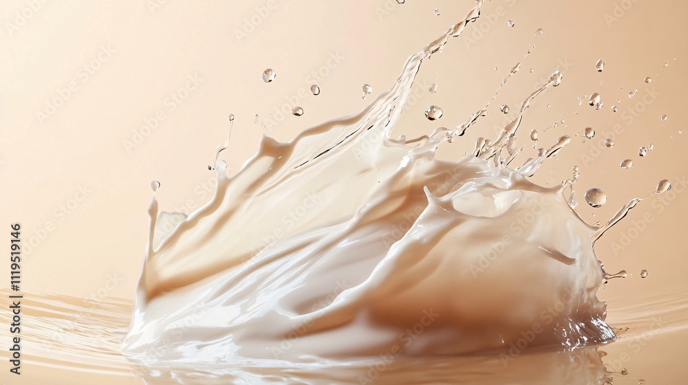 Poster Milk splashing and creating a crown shape with drops
