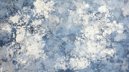 Obraz premium Detailed shot of an aged blue wall, where weathered white paint flakes away, creating a unique textured aesthetic.