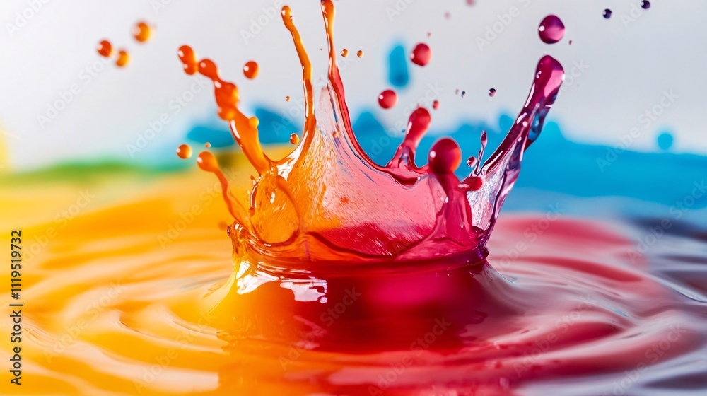 Aufkleber colorful paint splashing and mixing in water creating a crown shape