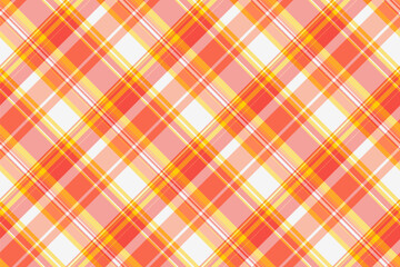 Textured texture background seamless, bathroom plaid vector fabric. Handmade pattern tartan textile check in red and orange colors.