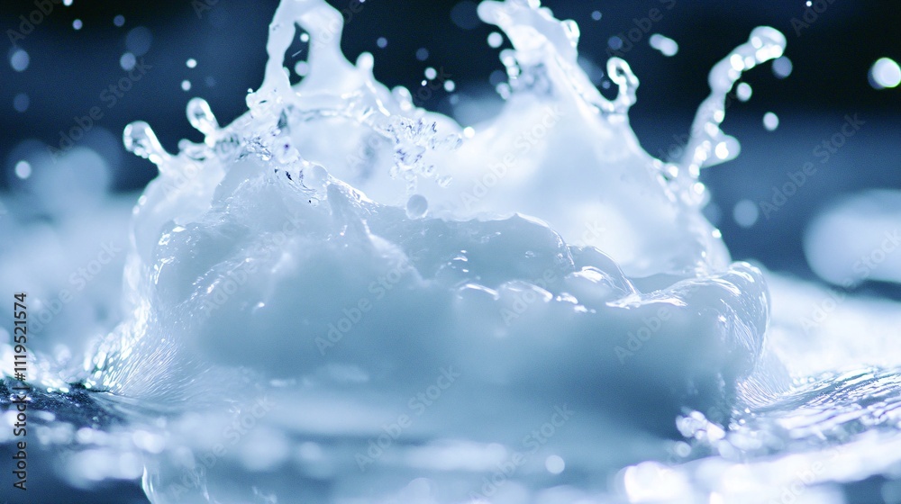 Poster water splashing and forming a crown with droplets