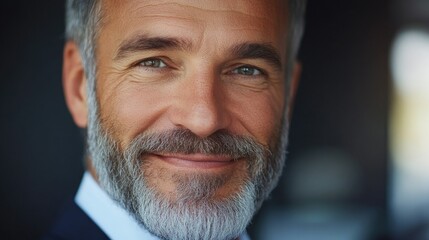 Mature Bearded Man with Smile for Business Stock Photo