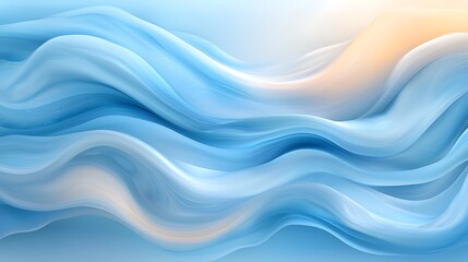 Fototapeta premium Flowing blue waves in abstract art digital design inspirational environment serene viewpoint