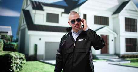 Security Guard Standing Outside The House Wearing Black