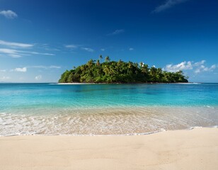 Fototapeta premium Generated imageSandy tropical beach with island on background