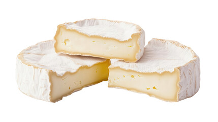 Savoring fresh camembert cheese transparent background culinary delight studio setting gourmet experience