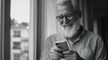 Gentleman Engrossed in Cellphone