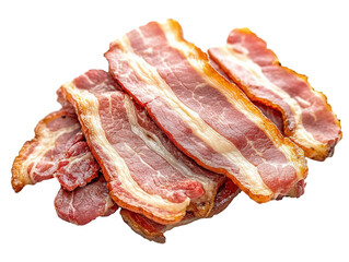 Obraz premium Fresh bacon slices transparent background for culinary delight and visual appeal