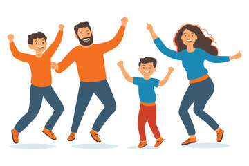 Loving Family Celebrating Together - Flat Vector Illustration of Joyful Moments