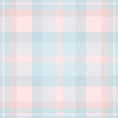 Scratched texture pattern check, irish background fabric plaid. Cover tartan vector seamless textile in light and misty rose colors.