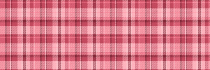 Worn fabric vector background, industrial pattern check textile. 1960s plaid tartan texture seamless in red and pink colors.