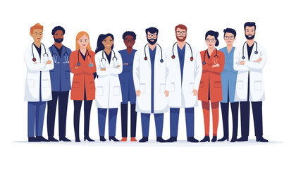 Dedicated Healthcare Team of Doctors - Flat Vector Design of Medical Expertise