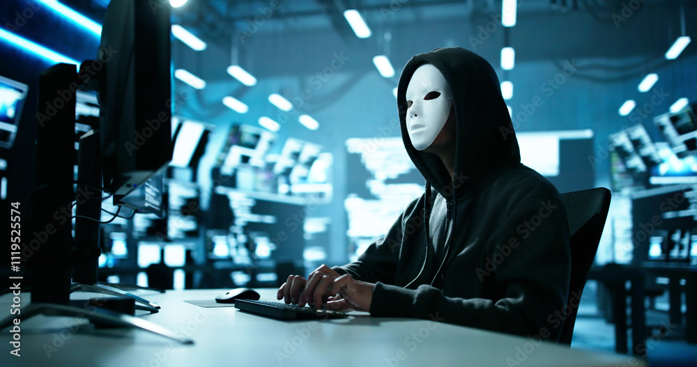 Fototapete Hacker Stealing Data From Computer