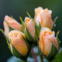 Dew-Kissed Peach Roses