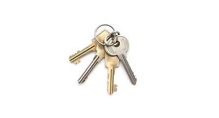 bunch of keys isolated with white background